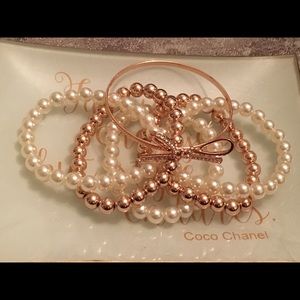 Rose Gold and pearl bracelet set